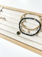 Load image into Gallery viewer, BLACK ONYX SMILEY CHARM BRACELET

