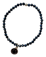 Load image into Gallery viewer, BLACK ONYX SMILEY CHARM BRACELET
