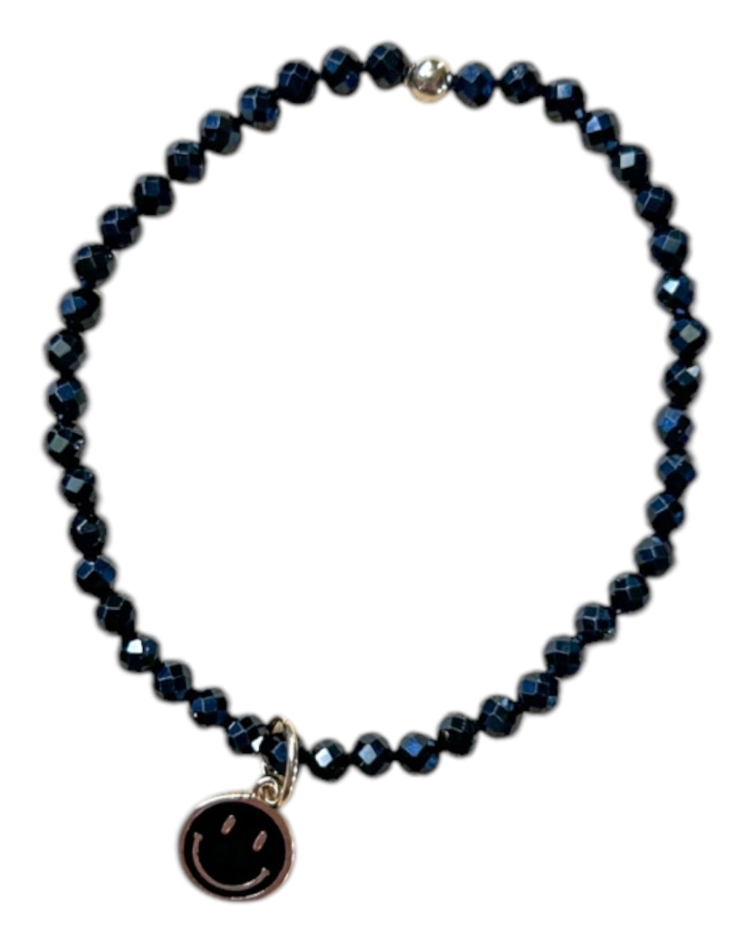 BLACK ONYX SMILEY CHARM BRACELET